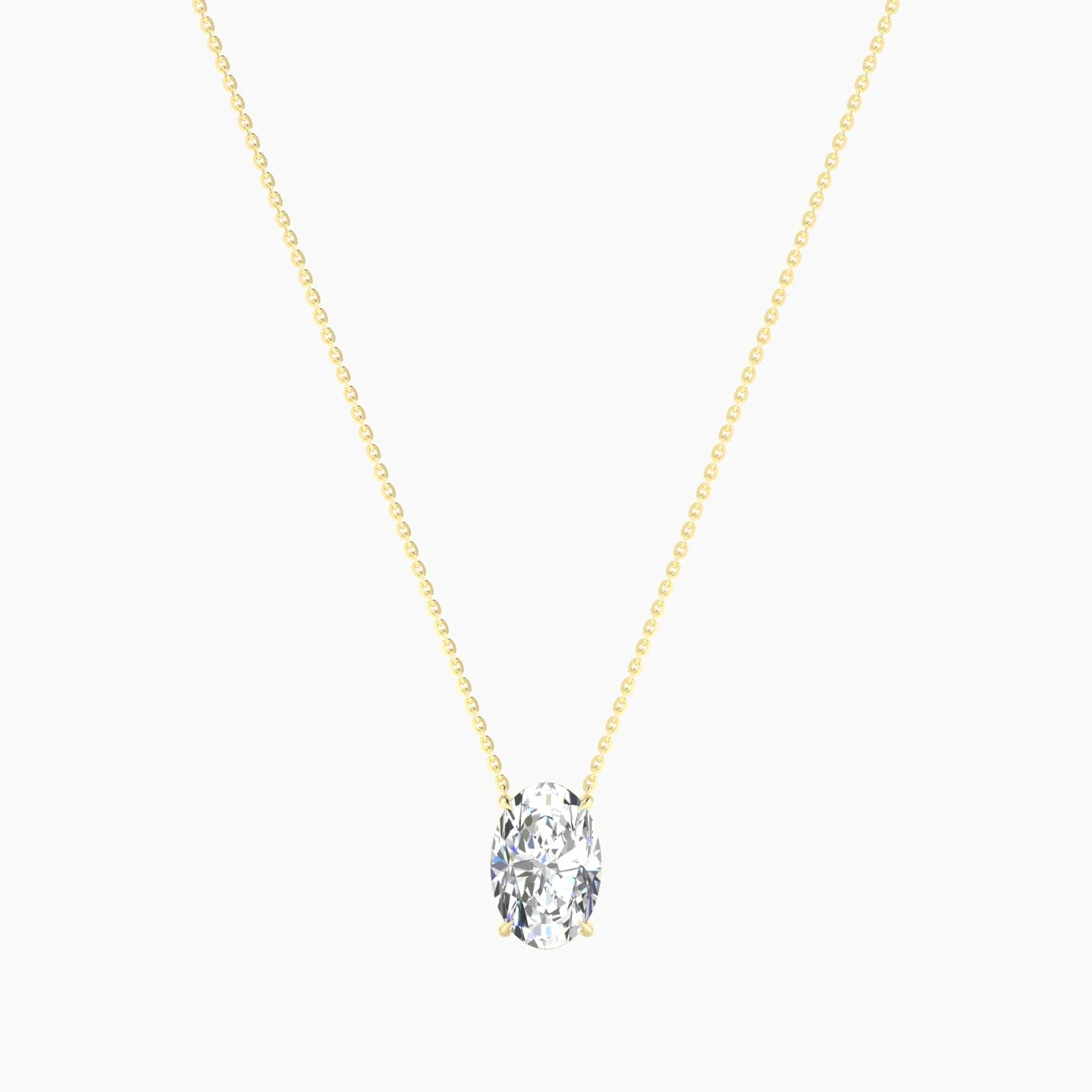 Solitaire | 18k Yellow Gold 3 ct Lab Diamond Oval Cut Pendant