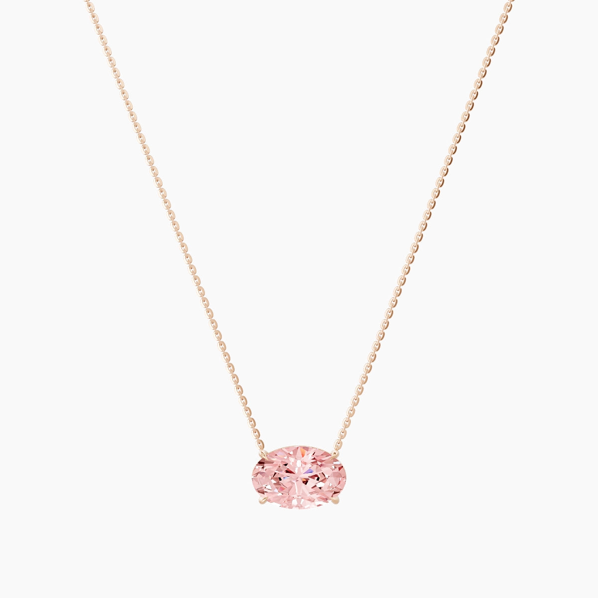 Solitaire | 18k Rose Gold 3 ct Pink Lab Diamond Oval Pendant