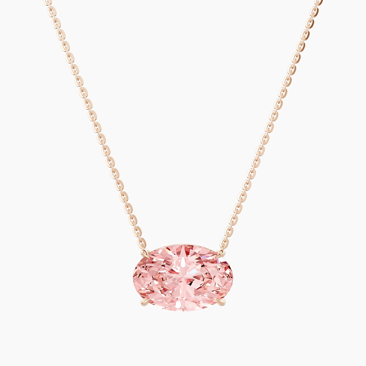 Solitaire | 18k Rose Gold 3 ct Pink Lab Diamond Oval Pendant