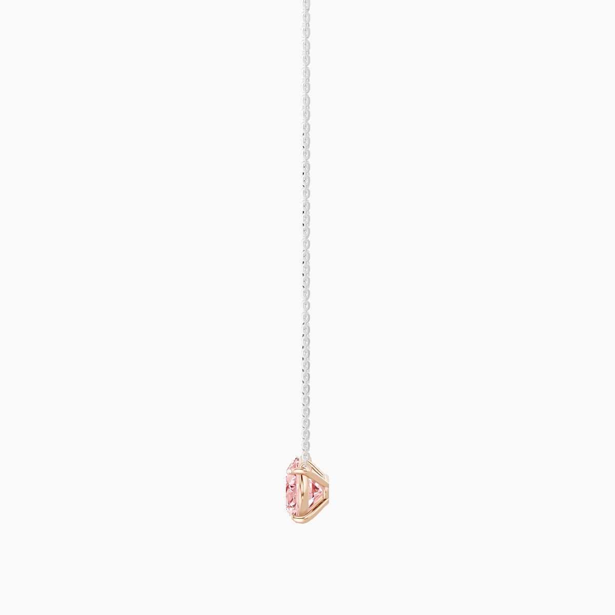 Solitaire | 18k White & Rose Gold 3 ct Pink Lab Diamond Oval Pendant