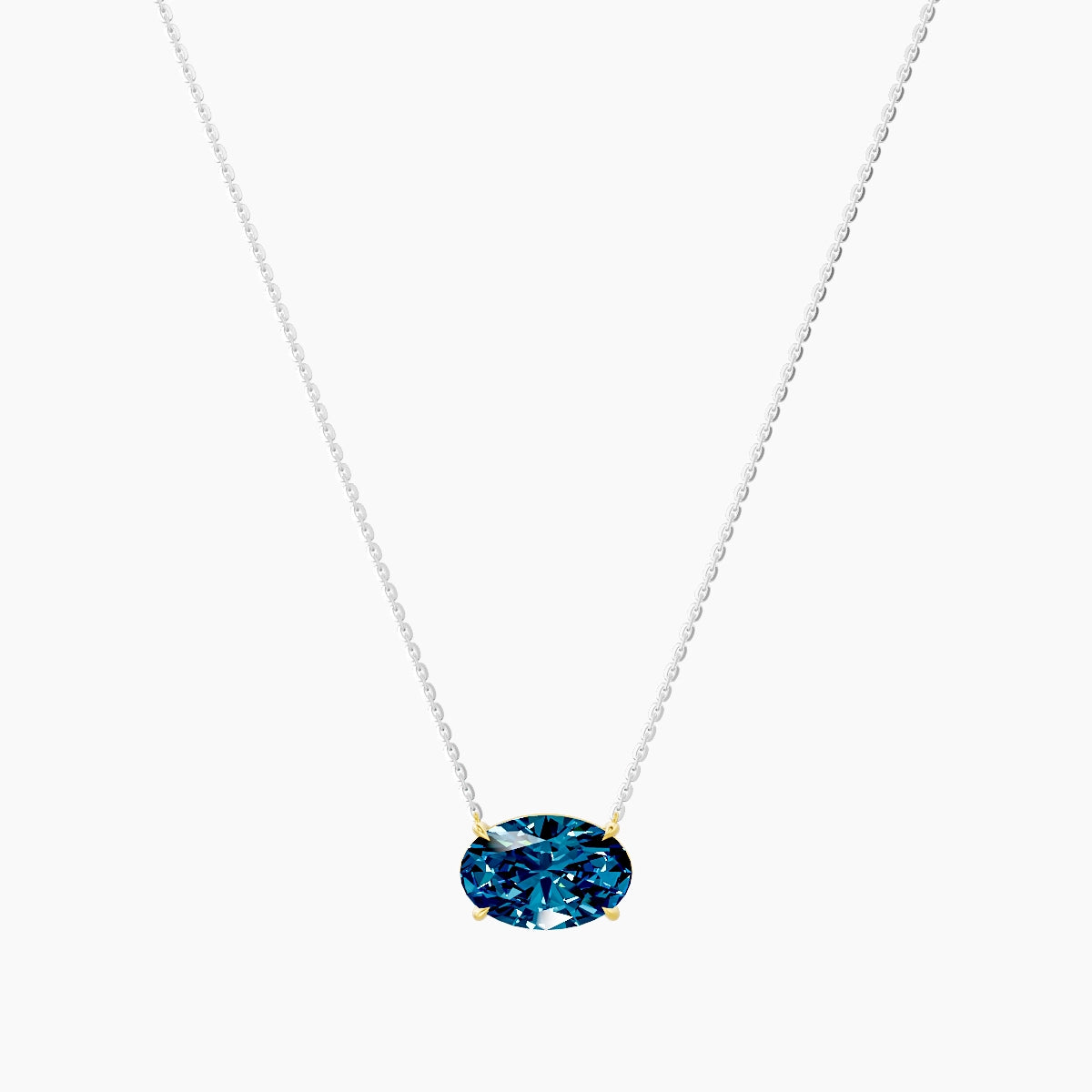 Solitaire | 18k White & Yellow Gold 3 ct Blue Lab Diamond Oval Pendant