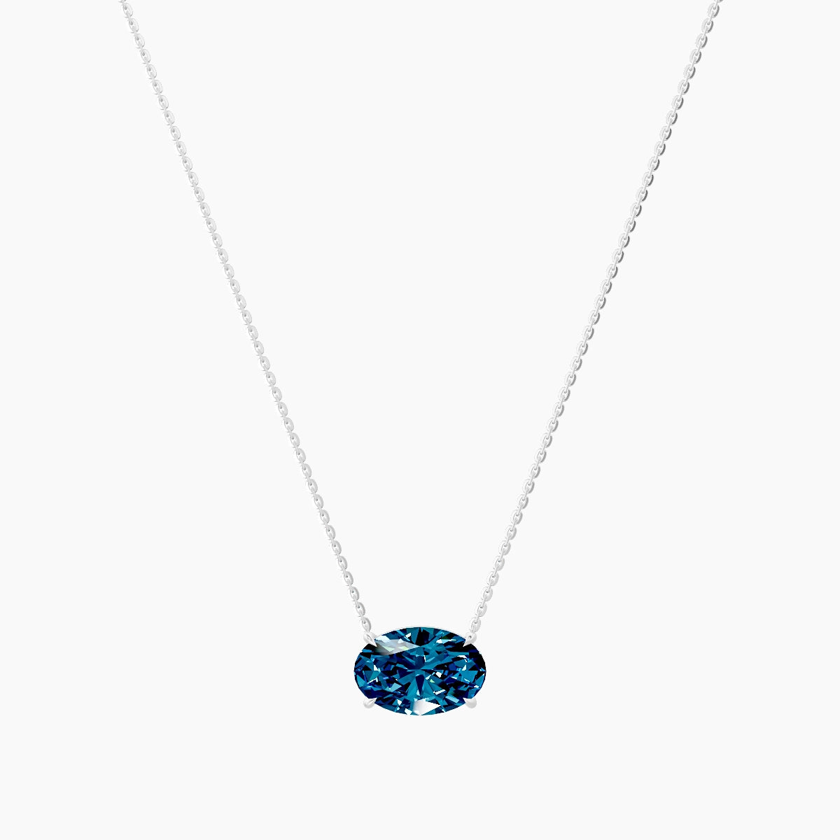 Solitaire | 18k White Gold 3 ct Blue Lab Diamond Oval Pendant