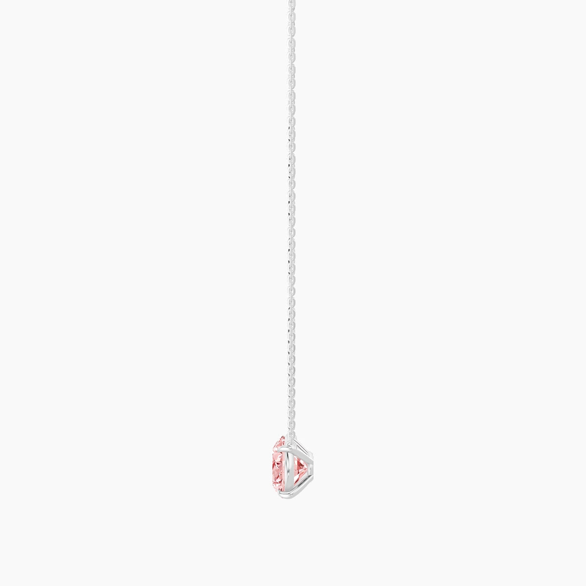 Solitaire | 18k White Gold 3 ct Pink Lab Diamond Oval Pendant