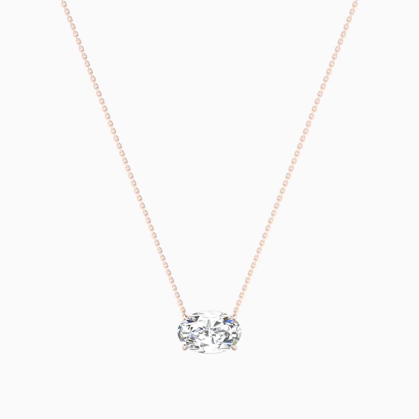 Solitaire | 18k Rose Gold 3 ct Lab Diamond Oval Cut Pendant