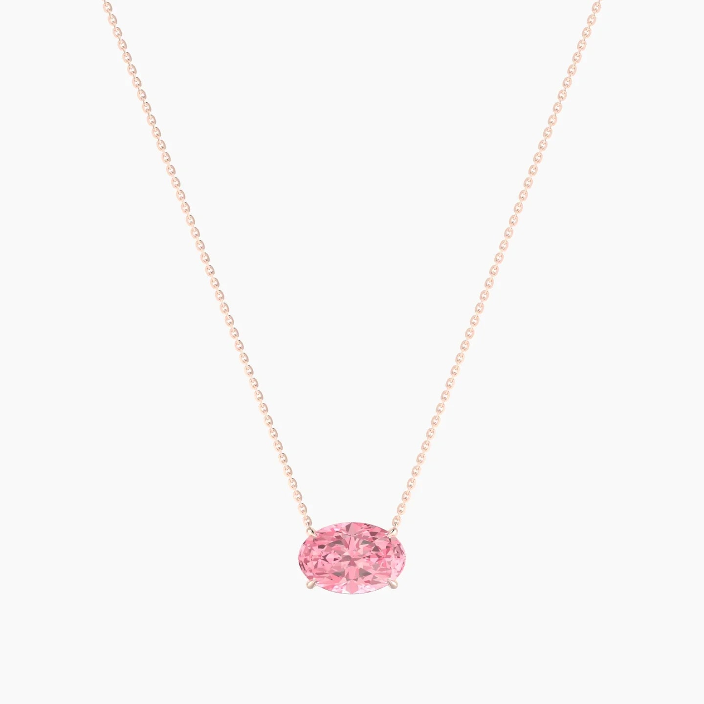 Solitaire | 18k Rose Gold 3 ct Pink Lab Diamond Oval Cut Pendant