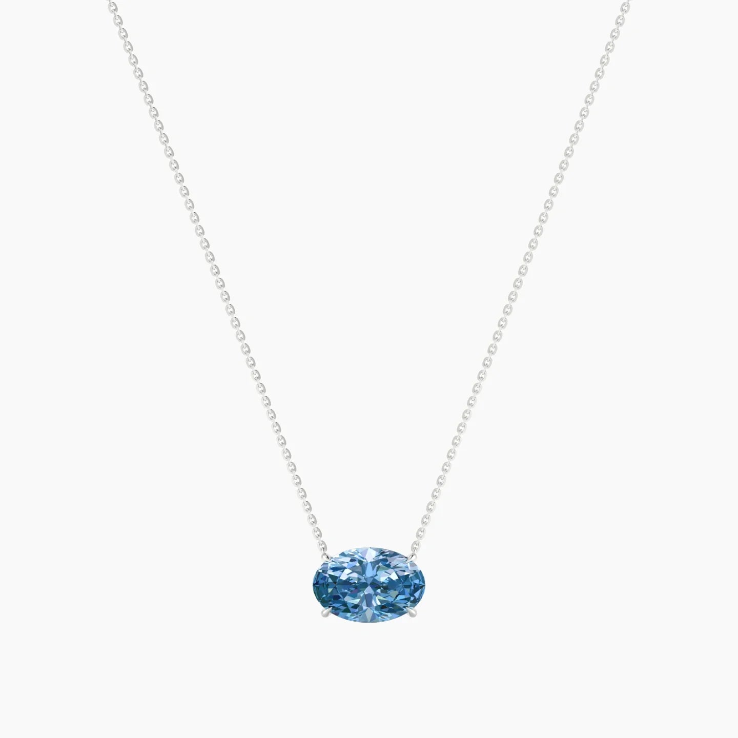Solitaire | 18k White Gold 3 ct Blue Lab Diamond Oval Cut Pendant