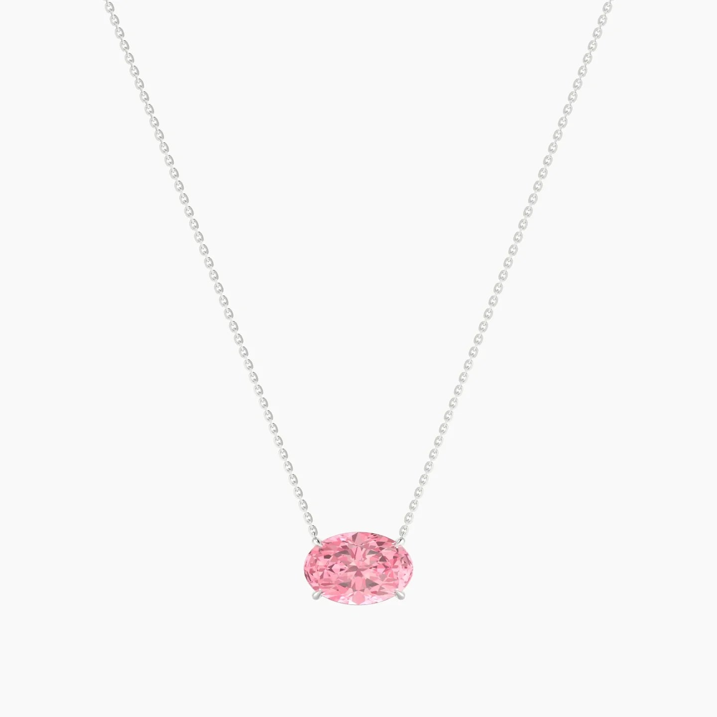 Solitaire | 18k White Gold 3 ct Pink Lab Diamond Oval Cut Pendant
