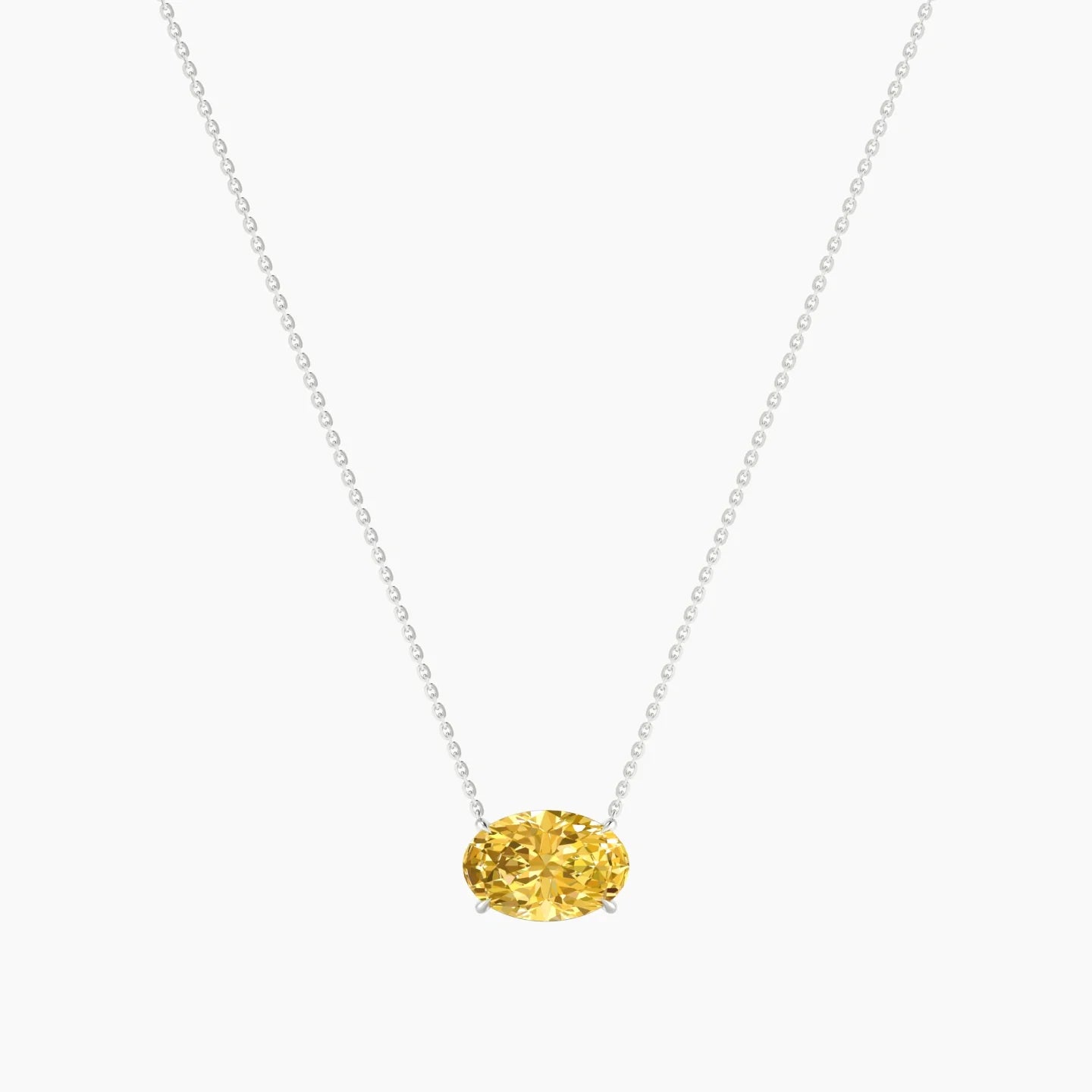 Solitaire | 18k White Gold 3 ct Yellow Lab Diamond Oval Cut Pendant