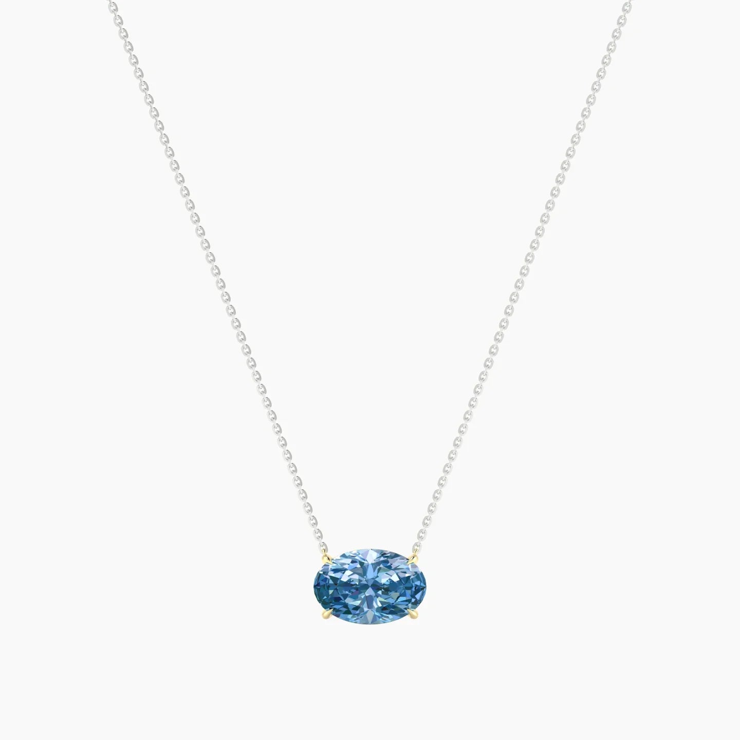 Solitaire | 18k White & Yellow Gold 3 ct Blue Lab Diamond Oval Cut Pendant
