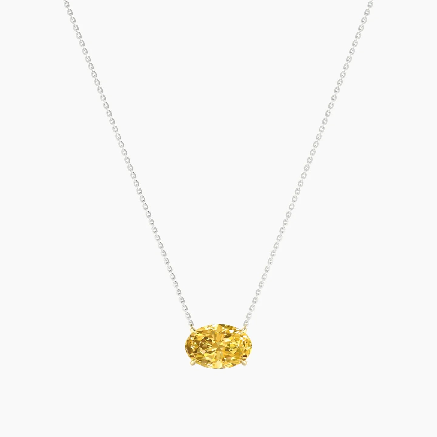 Solitaire | 18k White & Yellow Gold 3 ct Yellow Lab Diamond Oval Cut Pendant