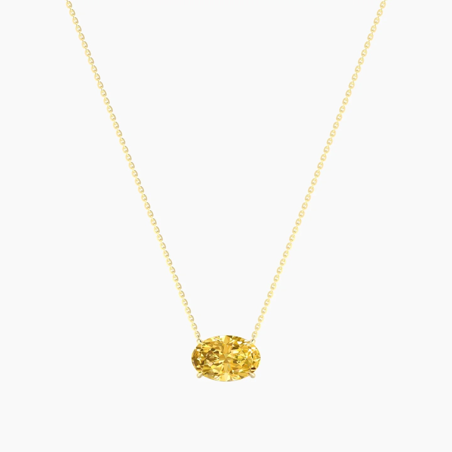 Solitaire | 18k Yellow Gold 3 ct Yellow Lab Diamond Oval Cut Pendant