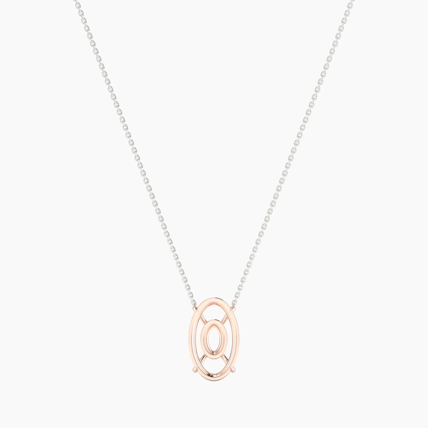 Solitaire | 18k White & Rose Gold 5-7.99 ct Oval Cut Pendant Setting