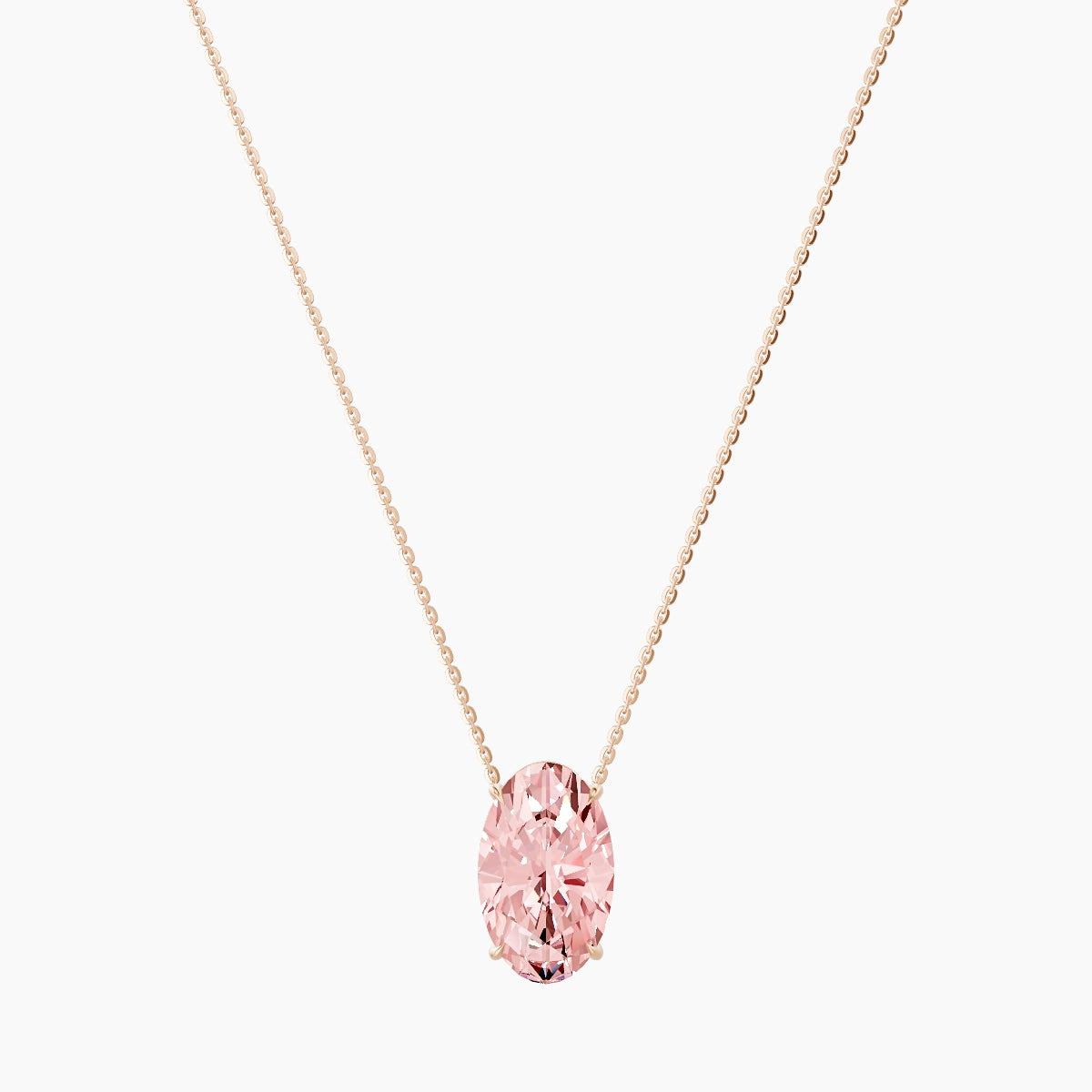 Solitaire | 18k Rose Gold 5 ct Pink Lab Diamond Oval Pendant