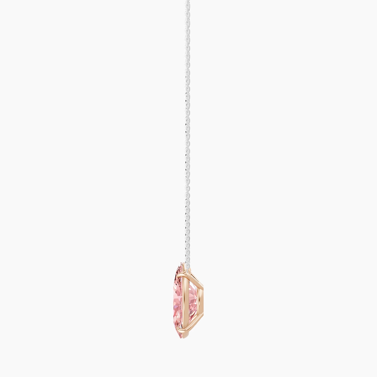 Solitaire | 18k White & Rose Gold 5 ct Pink Lab Diamond Oval Pendant