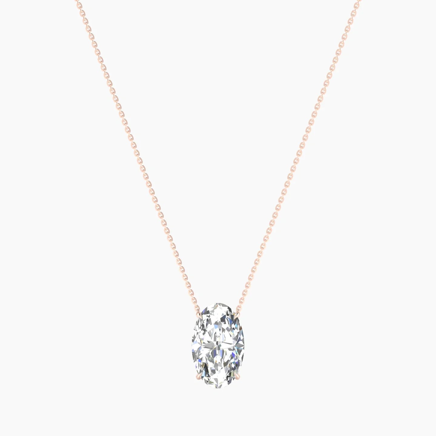 Solitaire | 18k Rose Gold 5 ct Lab Diamond Oval Cut Pendant