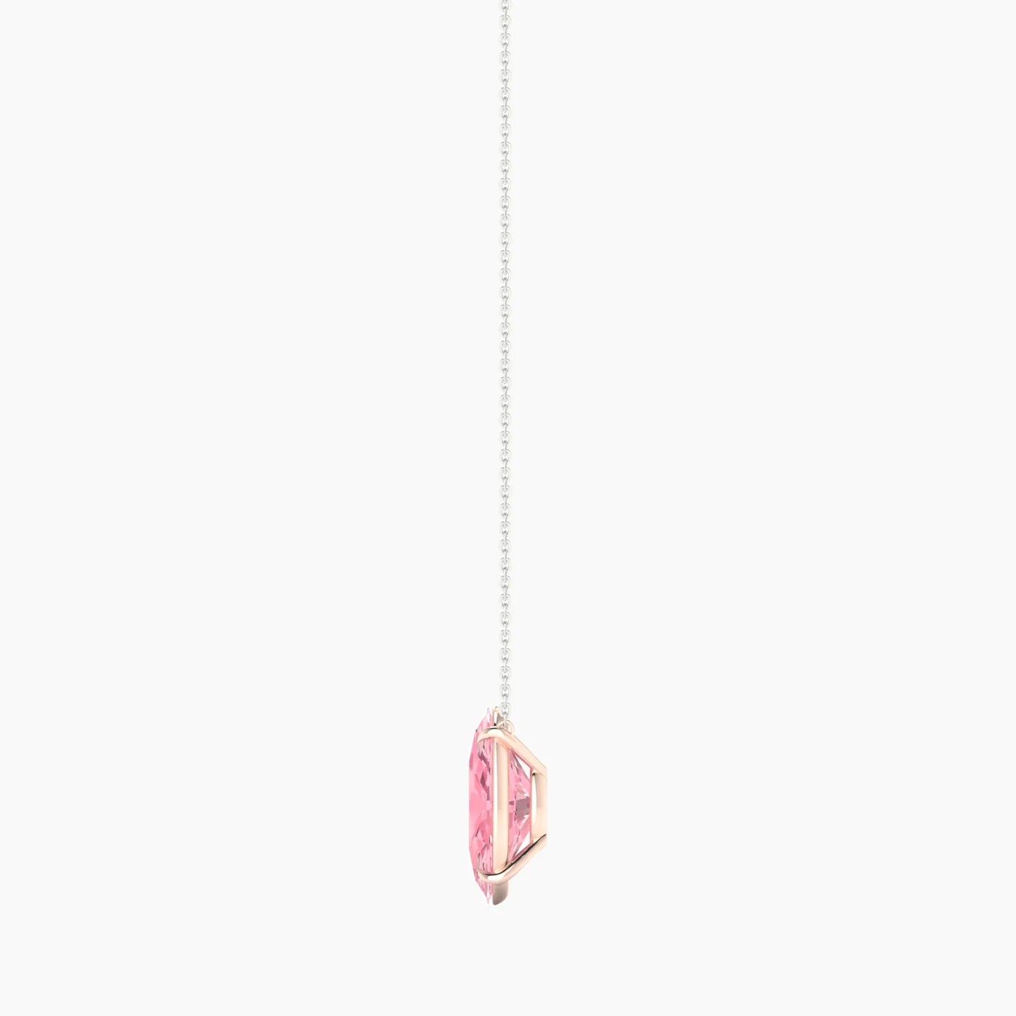 Solitaire | 18k White & Rose Gold 5 ct Pink Lab Diamond Oval Cut Pendant