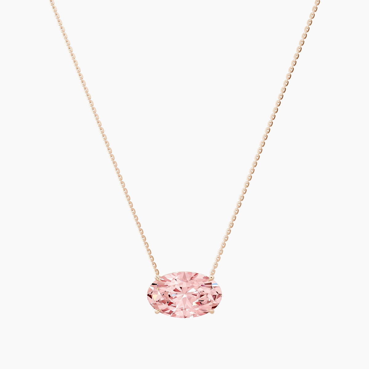 Solitaire | 18k Rose Gold 5 ct Pink Lab Diamond Oval Pendant