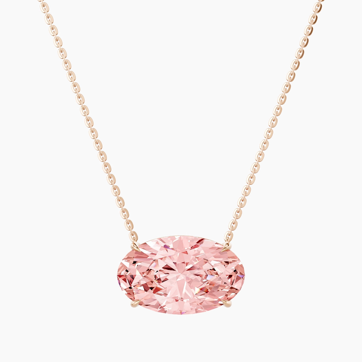 Solitaire | 18k Rose Gold 5 ct Pink Lab Diamond Oval Pendant