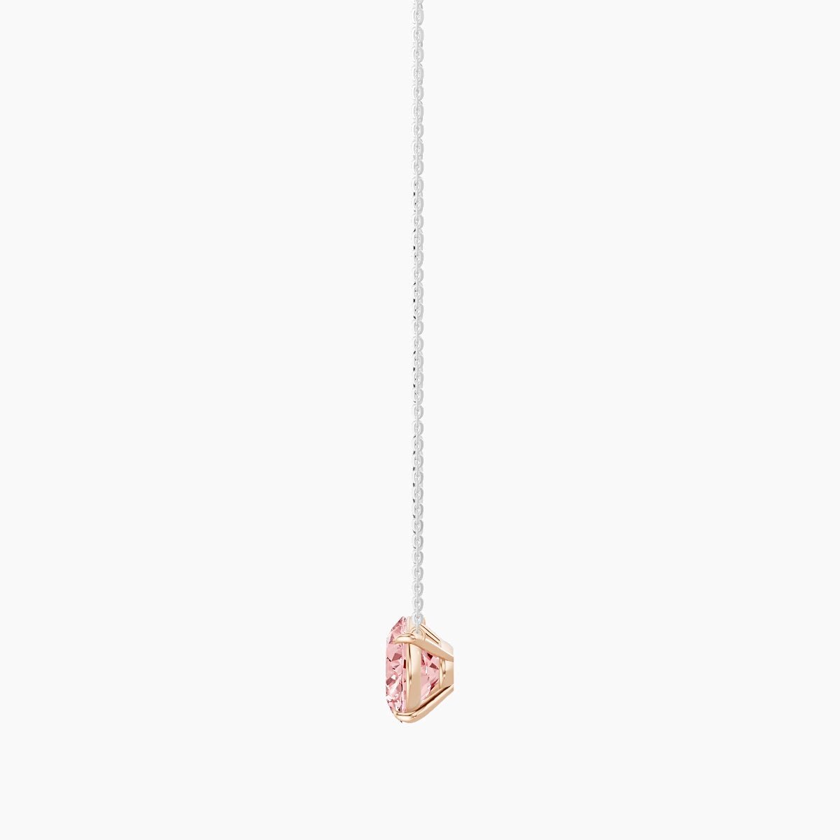 Solitaire | 18k White & Rose Gold 5 ct Pink Lab Diamond Oval Pendant