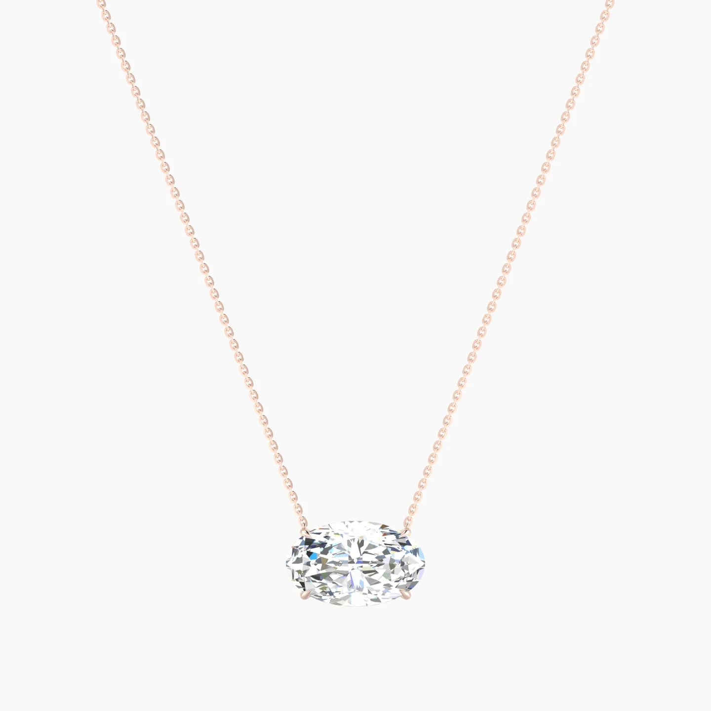 Solitaire | 18k Rose Gold 5 ct Lab Diamond Oval Cut Pendant