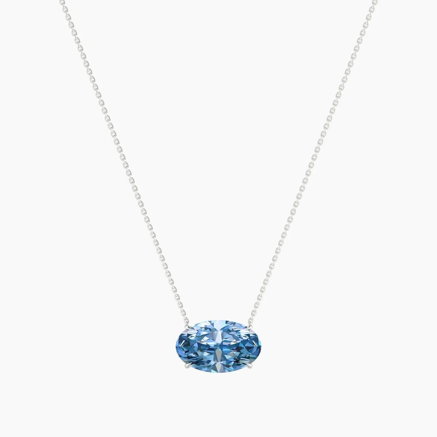 Solitaire | 18k White Gold 5 ct Blue Lab Diamond Oval Cut Pendant