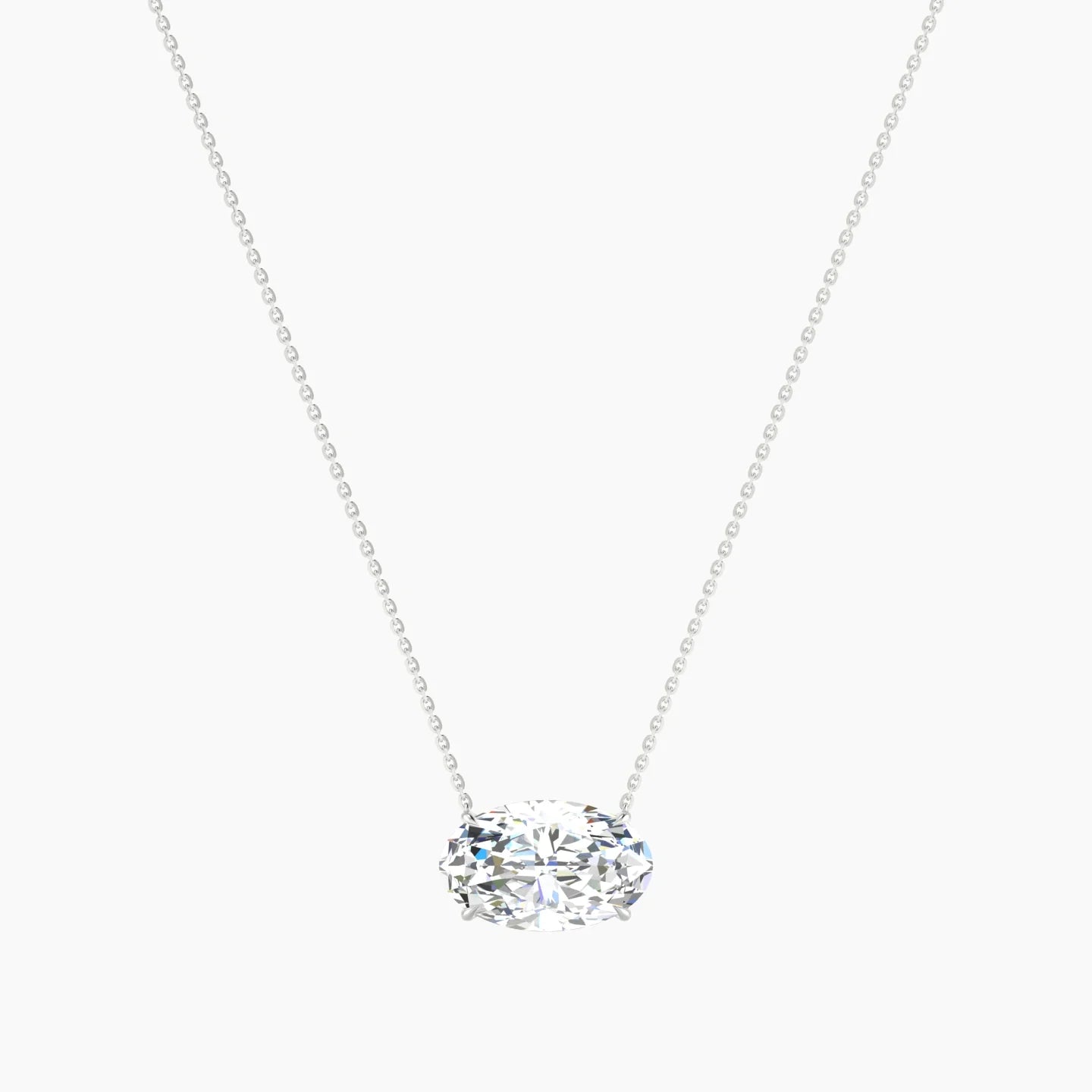 Solitaire | 18k White Gold 5 ct Lab Diamond Oval Cut Pendant