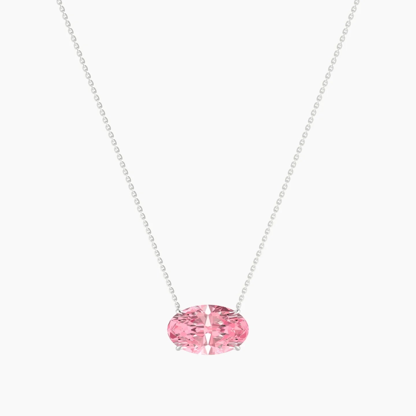 Solitaire | 18k White Gold 5 ct Pink Lab Diamond Oval Cut Pendant