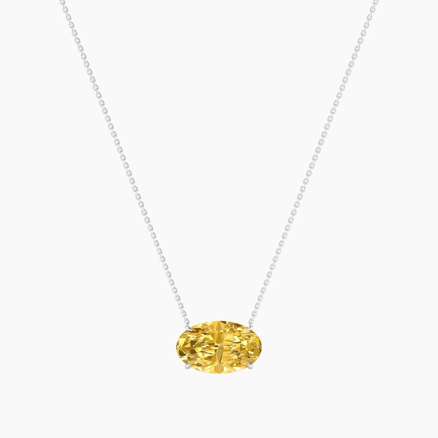 Solitaire | 18k White Gold 5 ct Yellow Lab Diamond Oval Cut Pendant