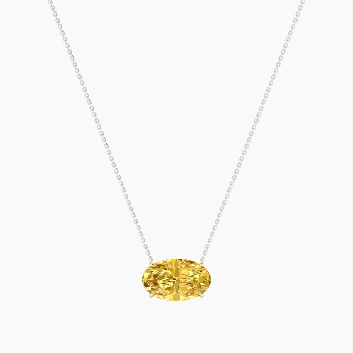 Solitaire | 18k White & Yellow Gold 5 ct Yellow Lab Diamond Oval Cut Pendant