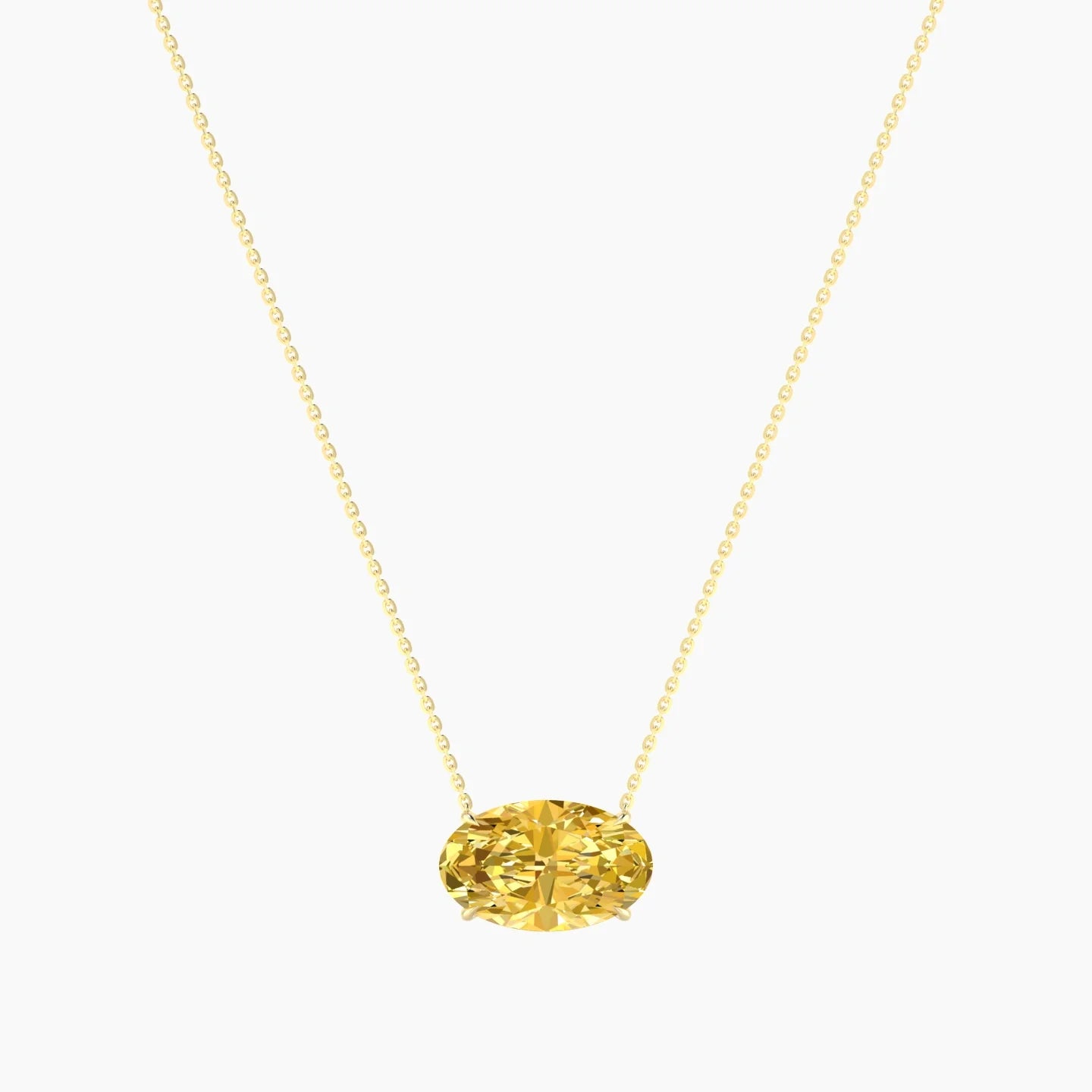 Solitaire | 18k Yellow Gold 5 ct Yellow Lab Diamond Oval Cut Pendant