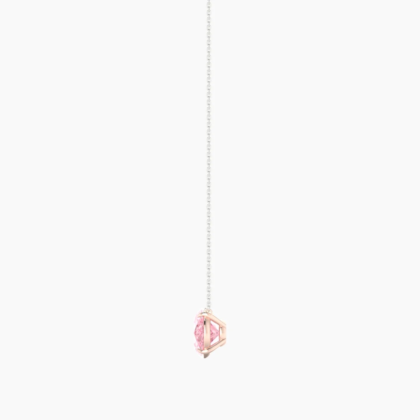 Solitaire | 18k White & Rose Gold 5 ct Pink Lab Diamond Oval Cut Pendant