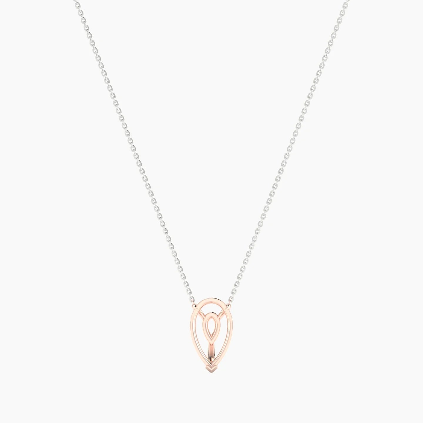 Solitaire | 18k White & Rose Gold 3-4.99 ct Pear Cut Pendant Setting