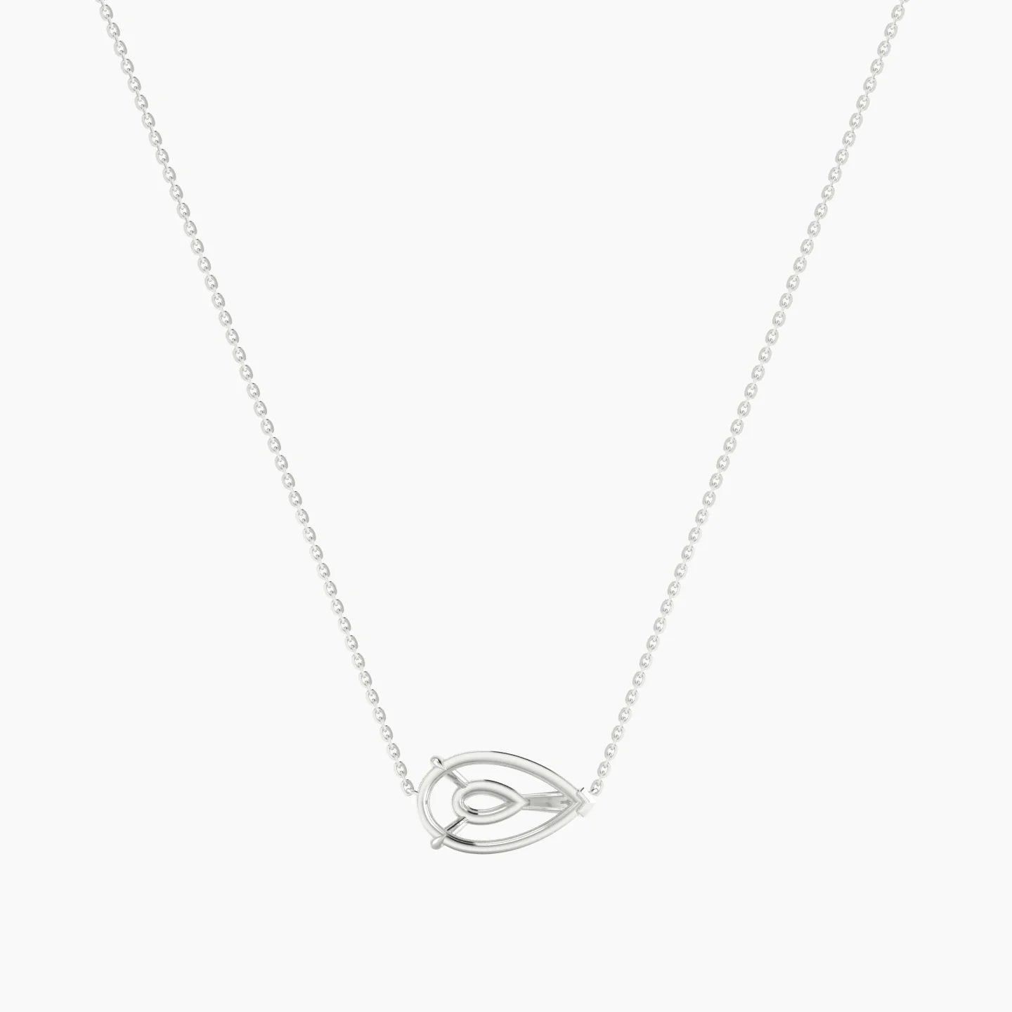 Solitaire | 18k White Gold 3-4.99 ct Pear Cut Pendant Setting