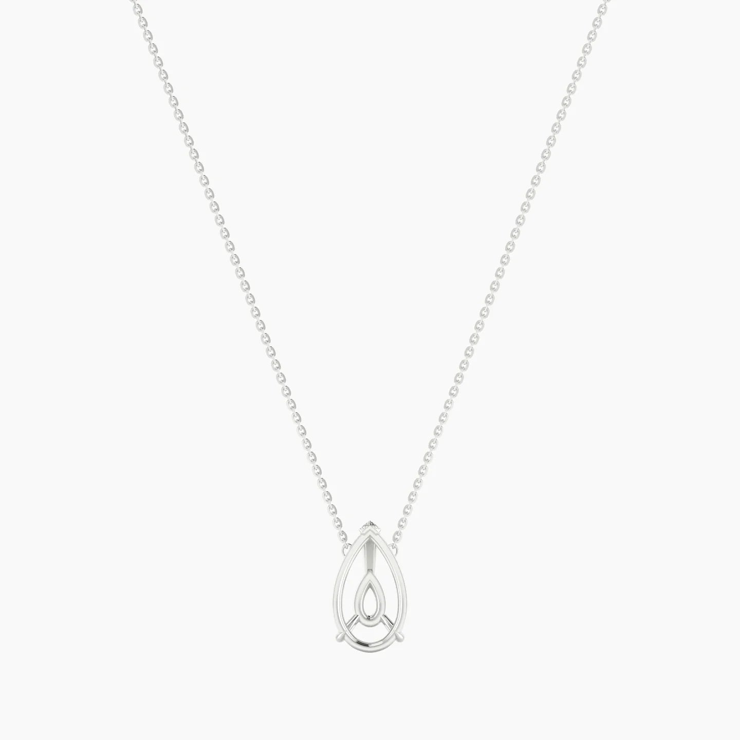 Solitaire | 18k White Gold 3-4.99 ct Pear Cut Pendant Setting