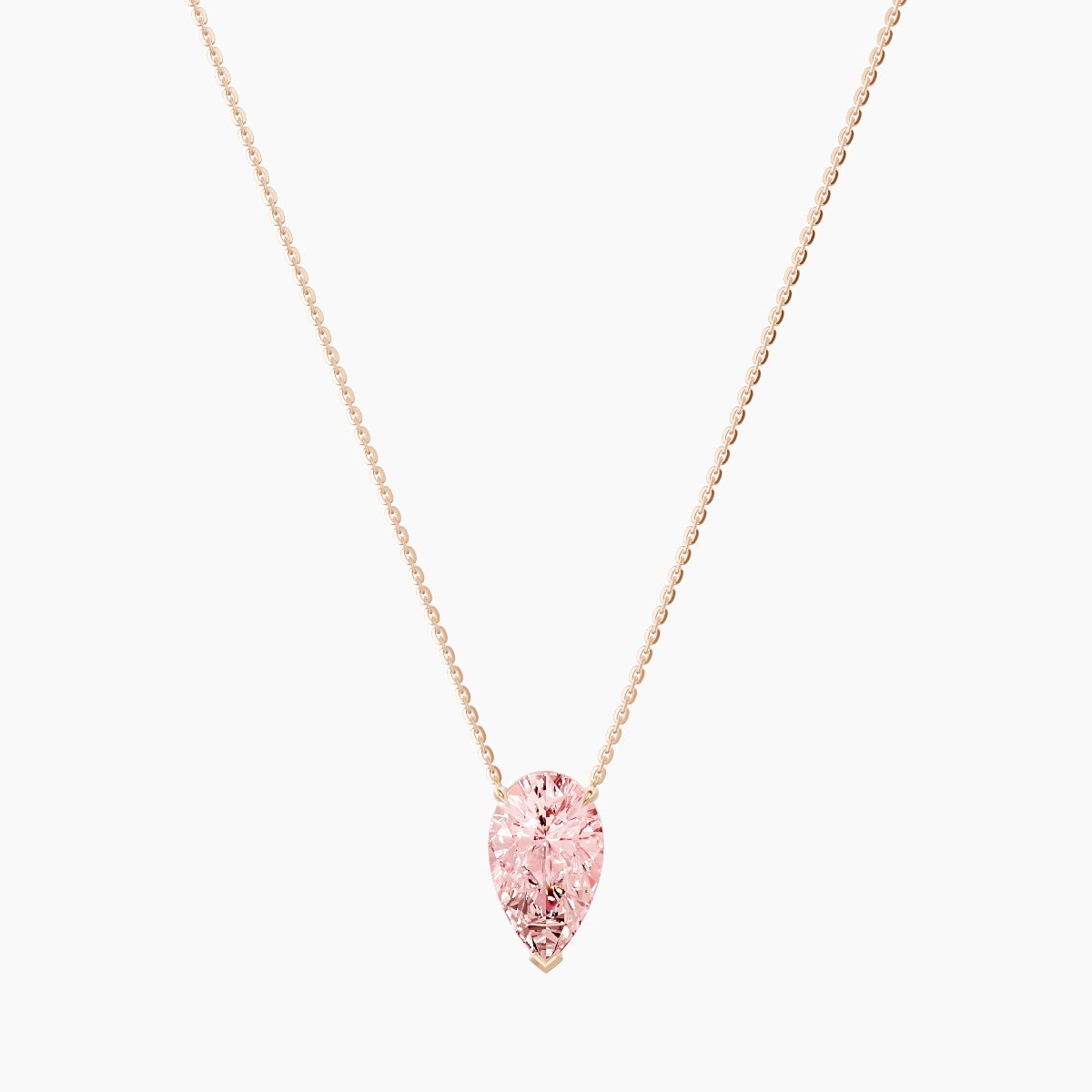 Solitaire | 18k Rose Gold 3 ct Pink Lab Diamond Pear Pendant