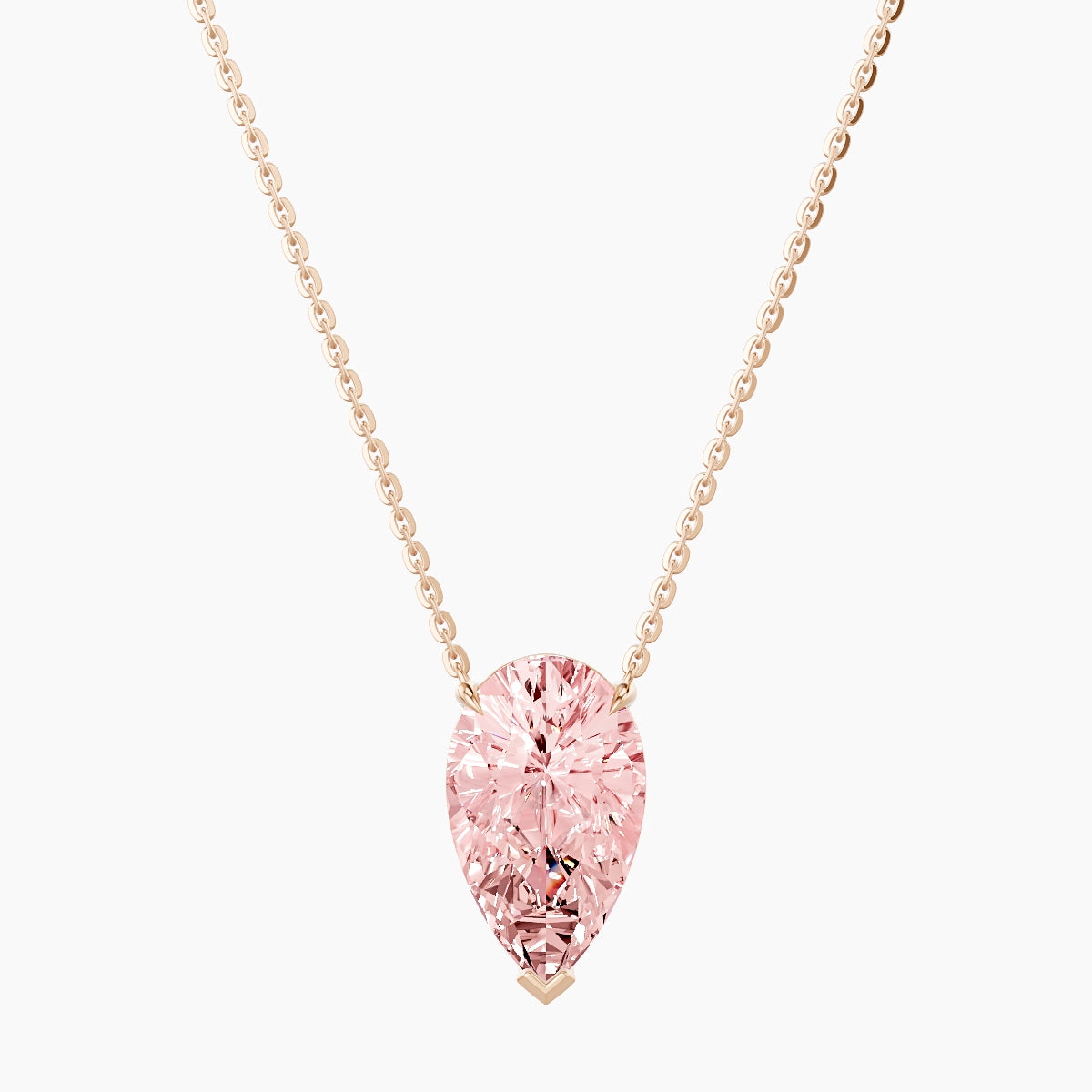 Solitaire | 18k Rose Gold 3 ct Pink Lab Diamond Pear Pendant
