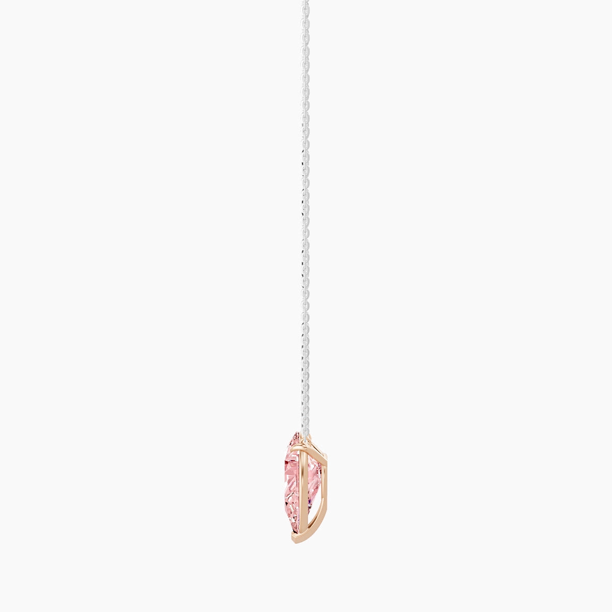 Solitaire | 18k White & Rose Gold 3 ct Pink Lab Diamond Pear Pendant