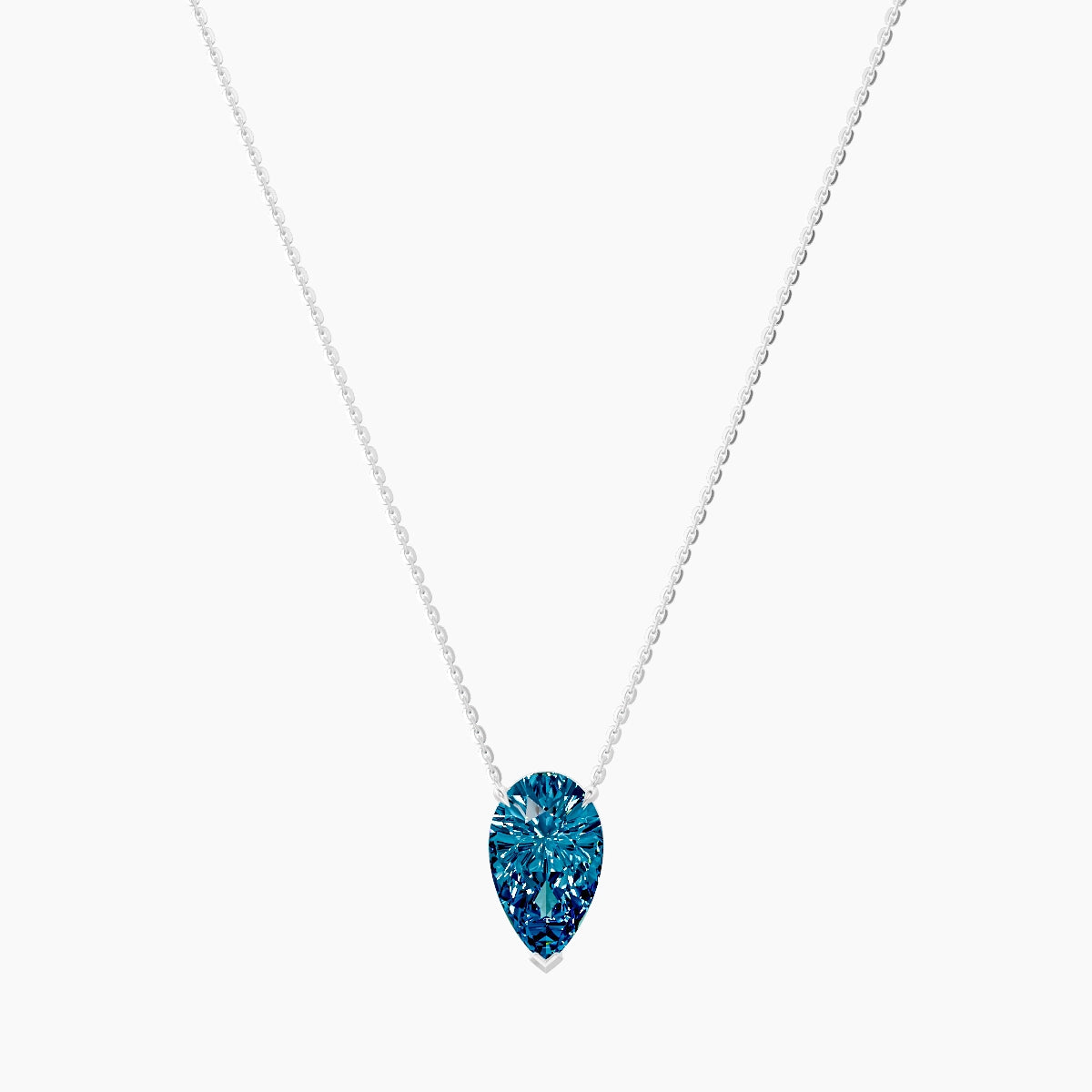 Solitaire | 18k White Gold 3 ct Blue Lab Diamond Pear Pendant