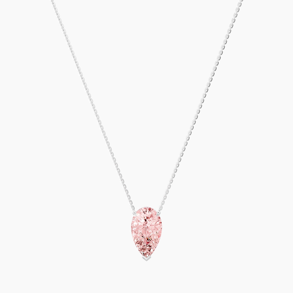 Solitaire | 18k White Gold 3 ct Pink Lab Diamond Pear Pendant