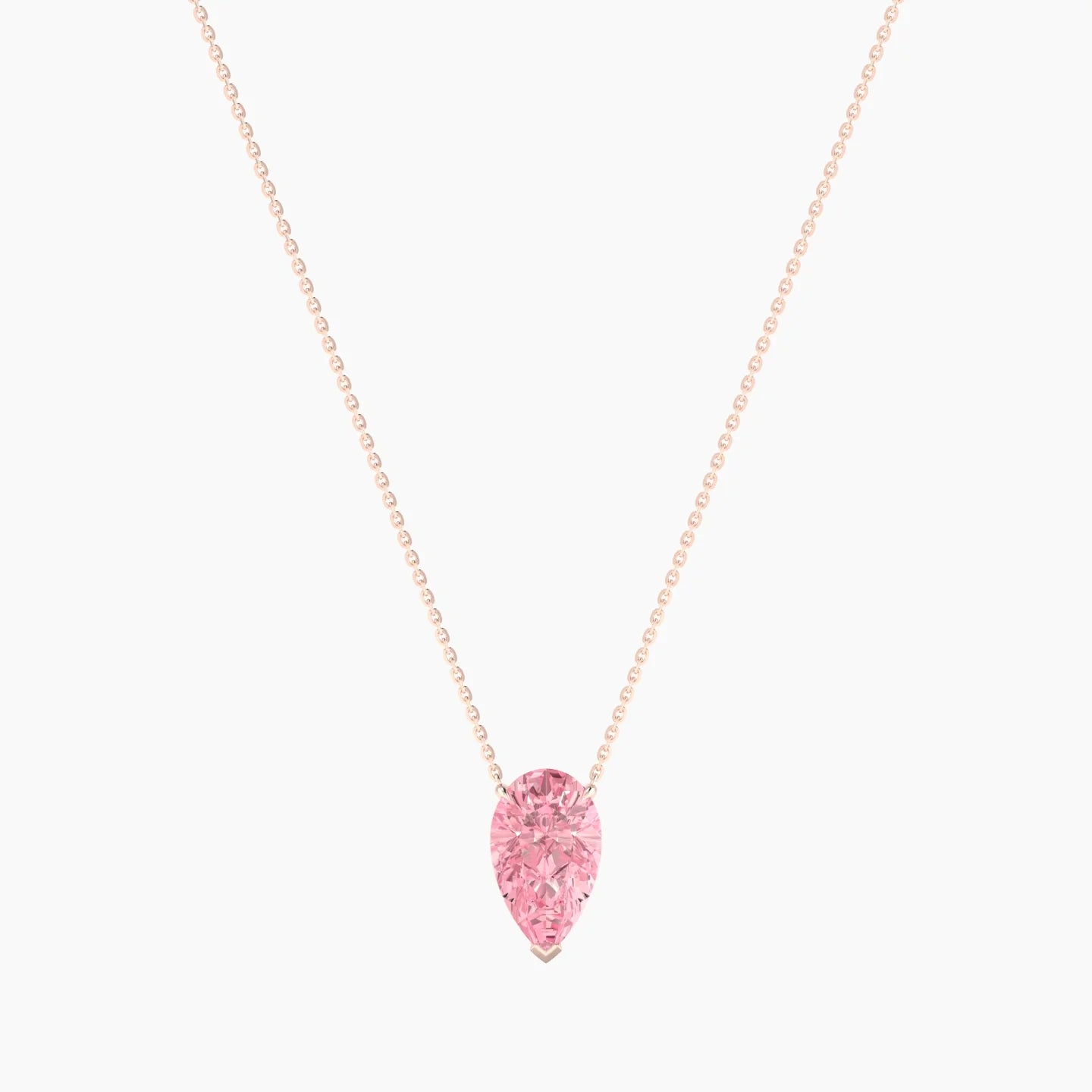 Solitaire | 18k Rose Gold 3 ct Pink Lab Diamond Pear Cut Pendant