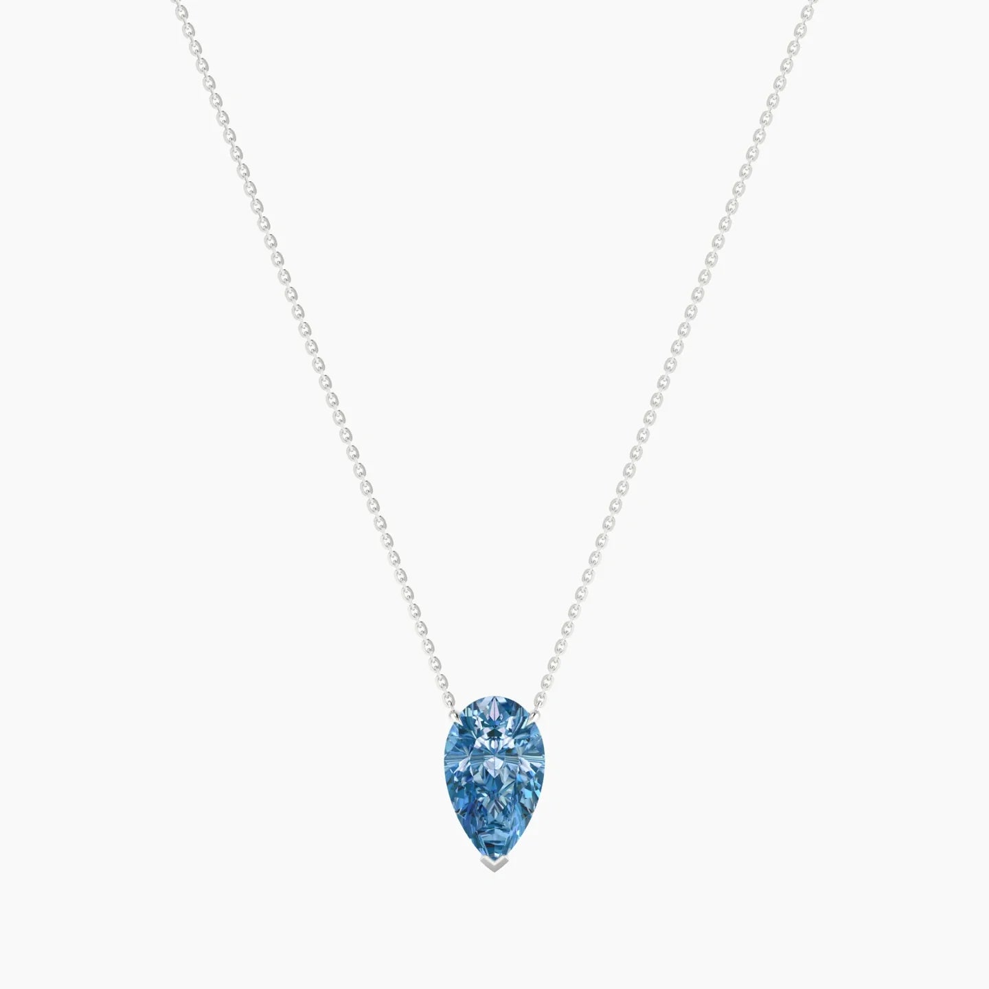 Solitaire | 18k White Gold 3 ct Blue Lab Diamond Pear Cut Pendant