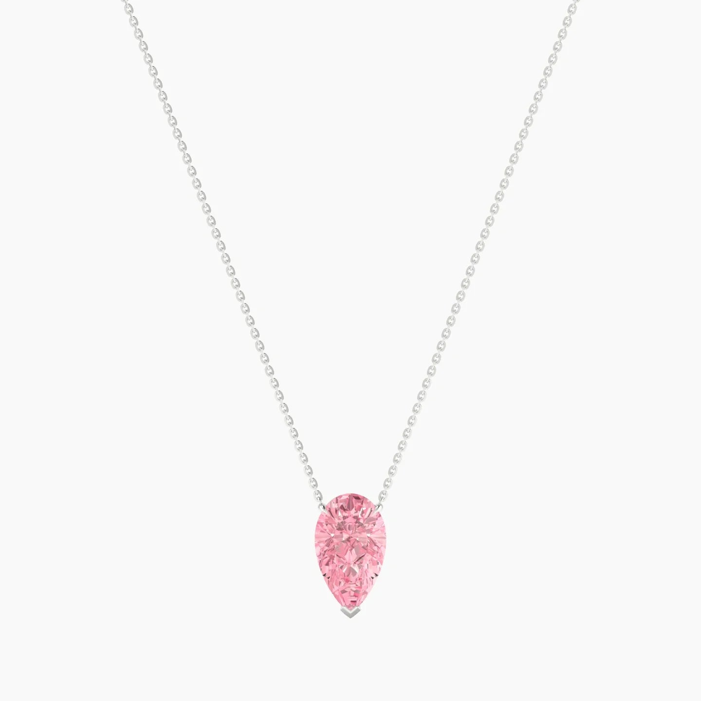Solitaire | 18k White Gold 3 ct Pink Lab Diamond Pear Cut Pendant