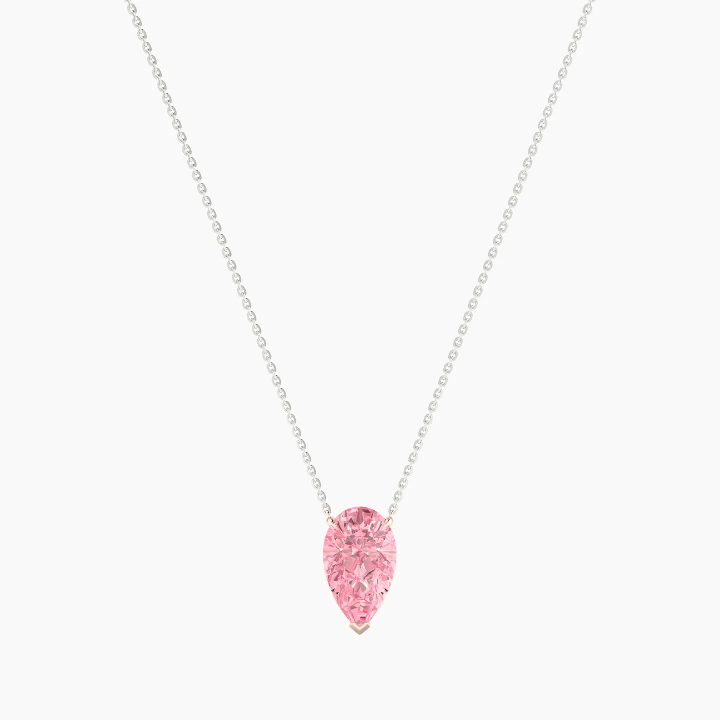 Solitaire | 18k White & Rose Gold 3 ct Pink Lab Diamond Pear Cut Pendant