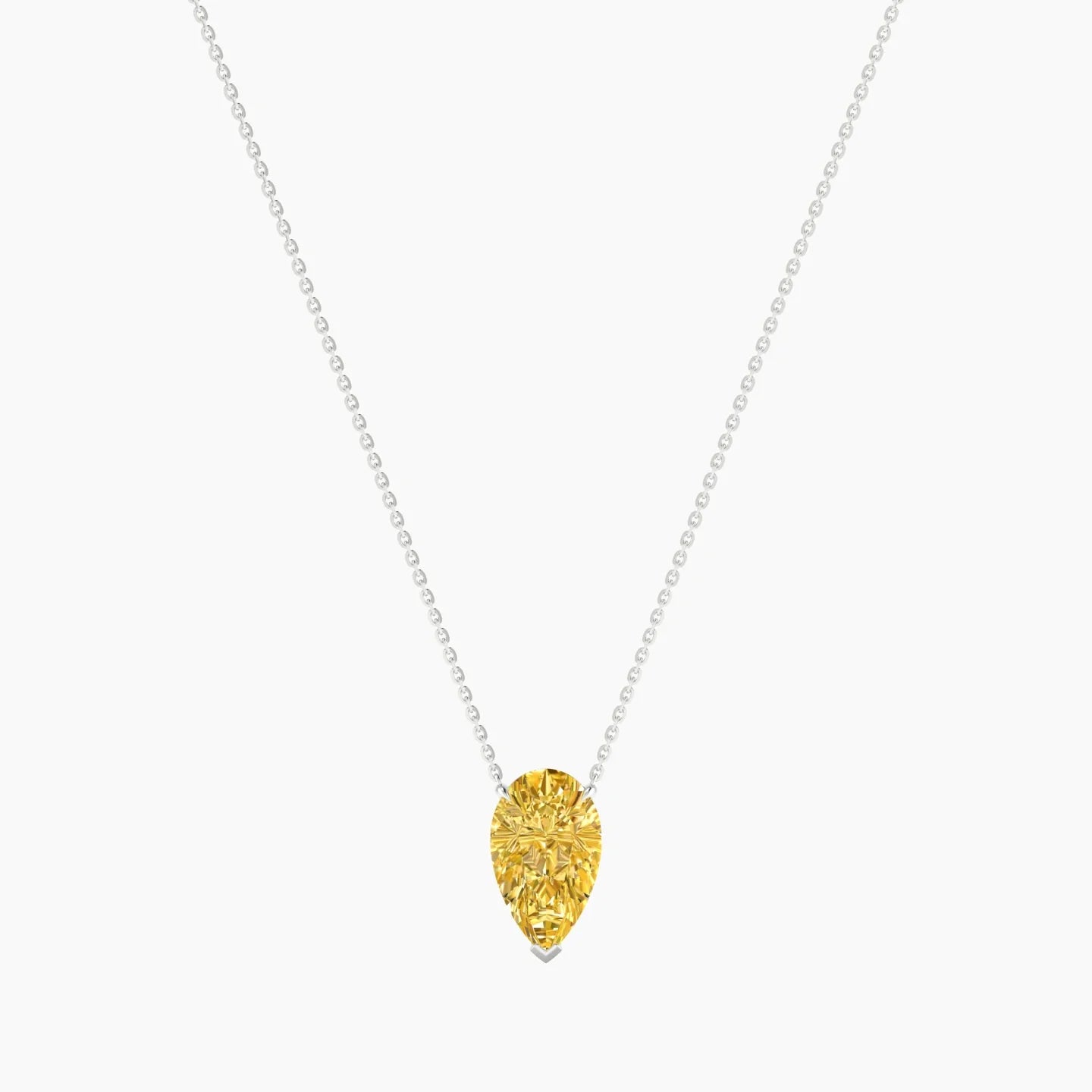Solitaire | 18k White Gold 3 ct Yellow Lab Diamond Pear Cut Pendant