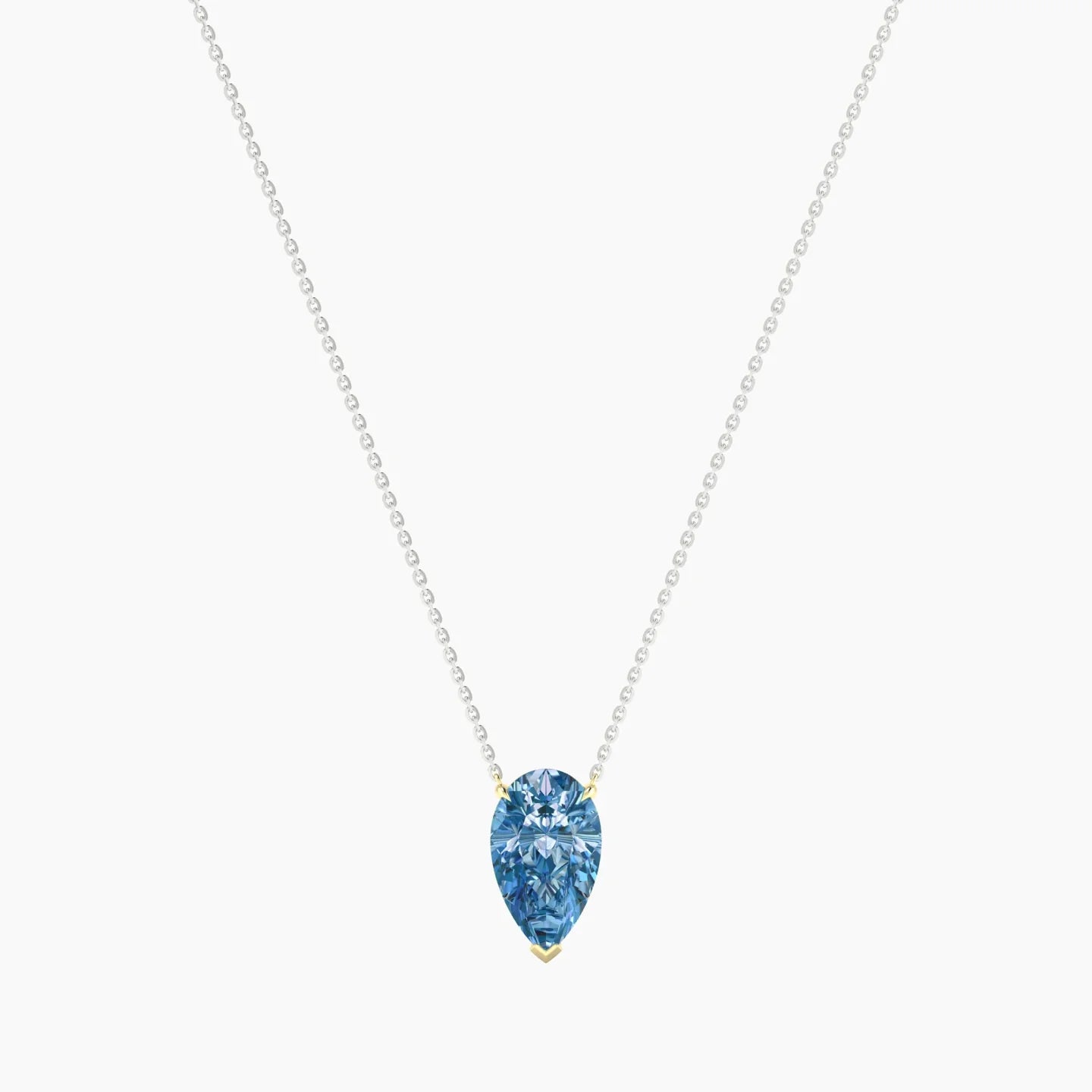 Solitaire | 18k White & Yellow Gold 3 ct Blue Lab Diamond Pear Cut Pendant