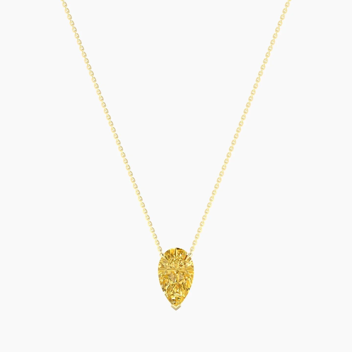 Solitaire | 18k Yellow Gold 3 ct Yellow Lab Diamond Pear Cut Pendant