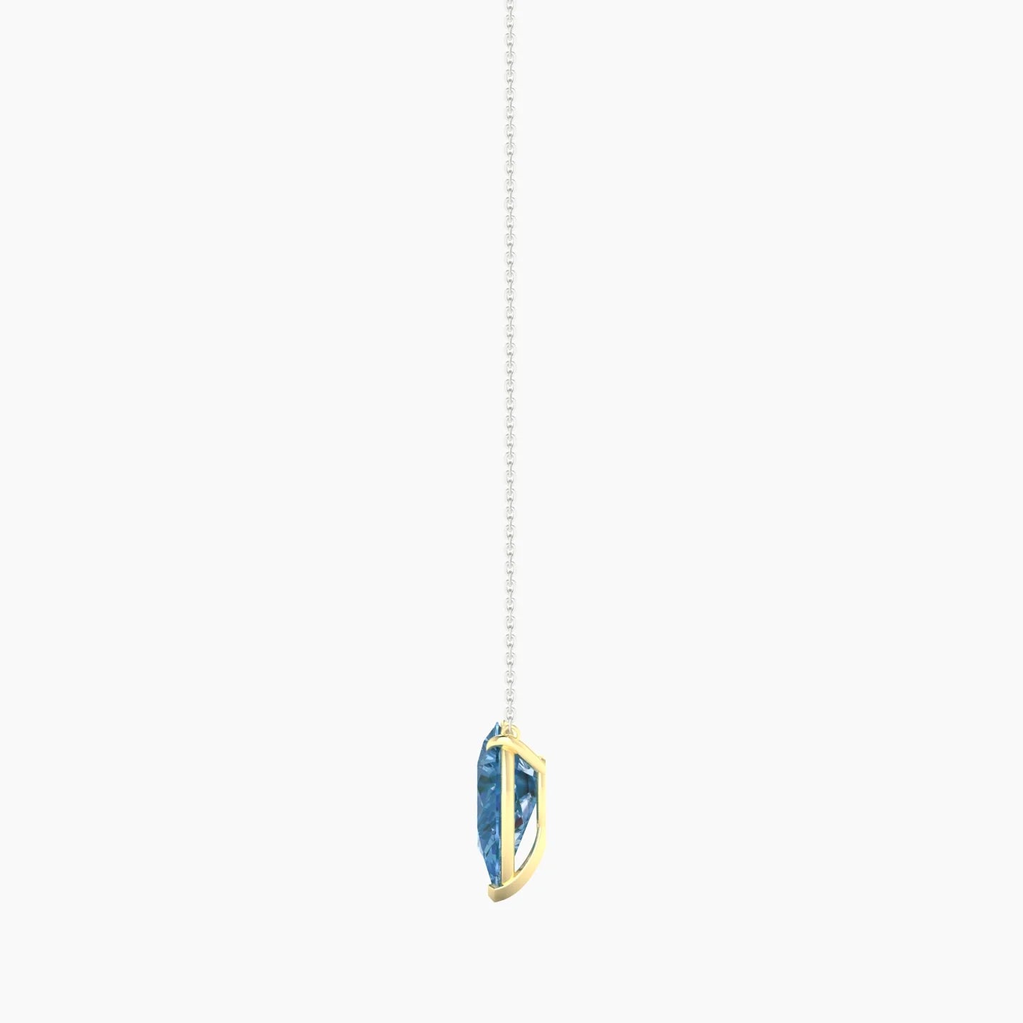 Solitaire | 18k White & Yellow Gold 3 ct Blue Lab Diamond Pear Cut Pendant