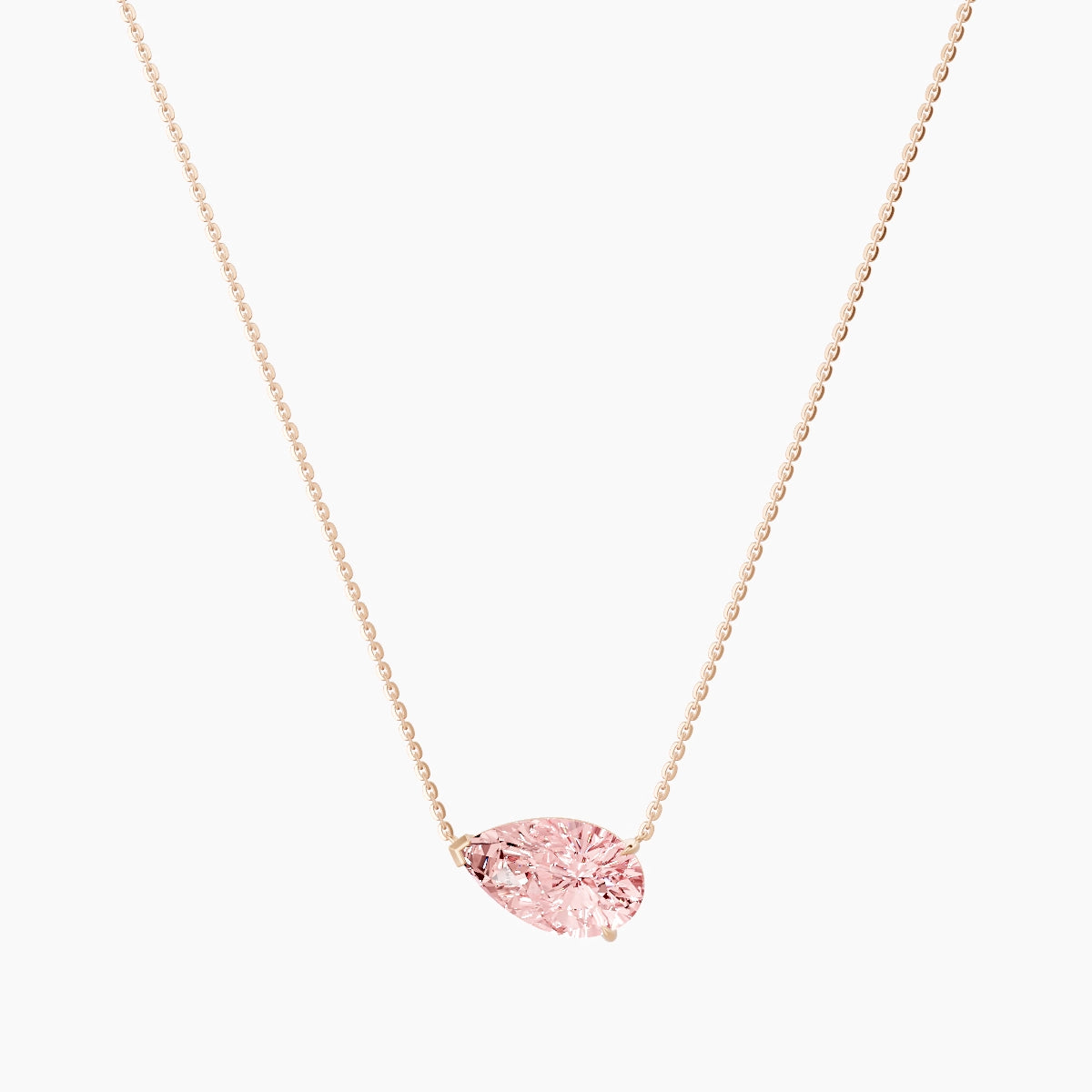 Solitaire | 18k Rose Gold 3 ct Pink Lab Diamond Pear Pendant