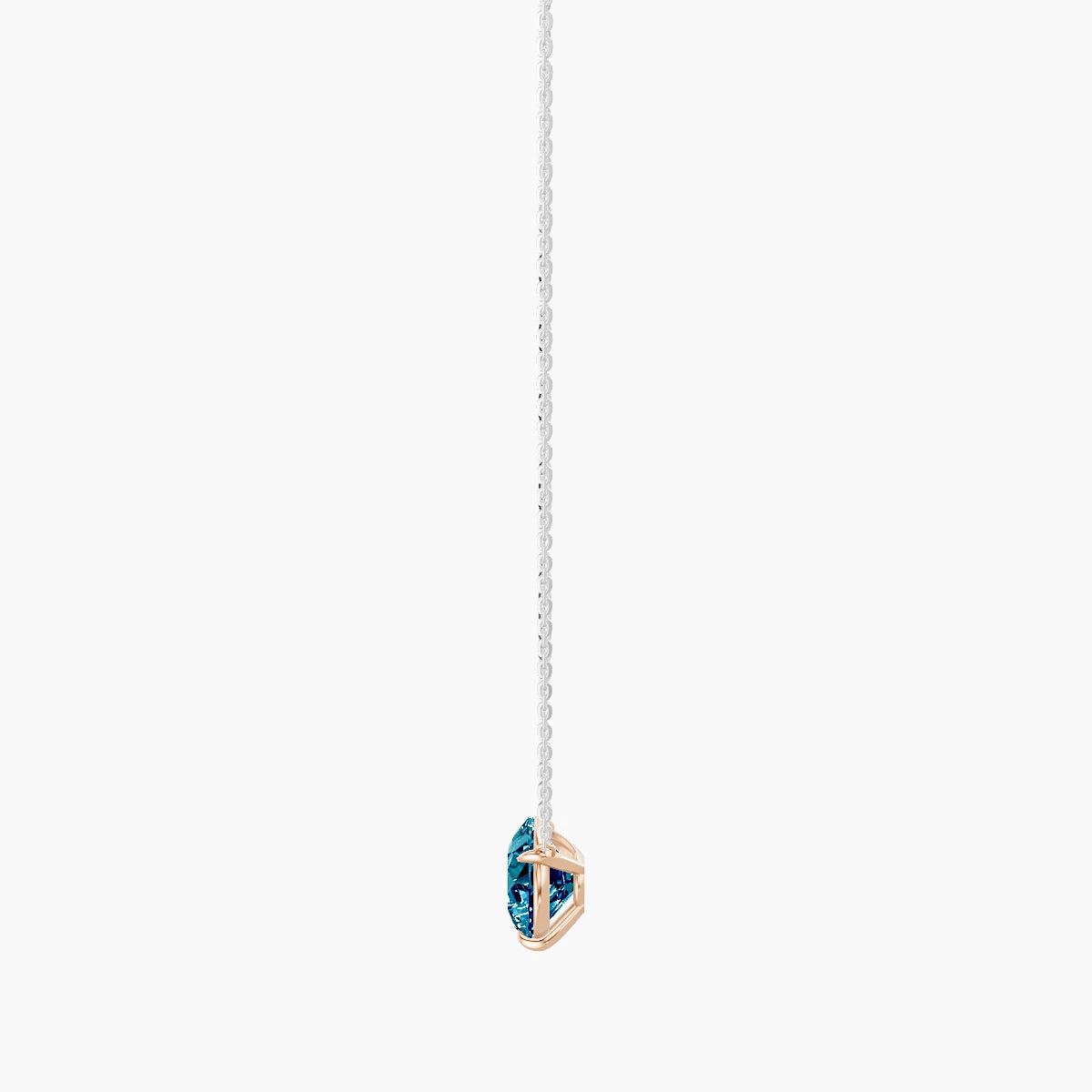 Solitaire | 18k White & Rose Gold 3 ct Blue Lab Diamond Pear Pendant
