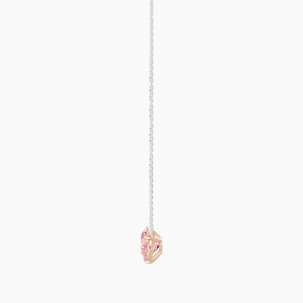 Solitaire | 18k White & Rose Gold 3 ct Pink Lab Diamond Pear Pendant